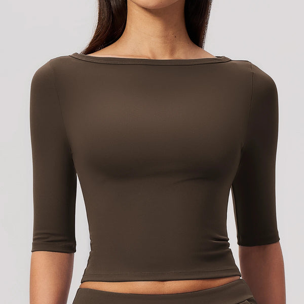 SPARK Women's Fitted Boat Neck Workout Shirt ZC8793