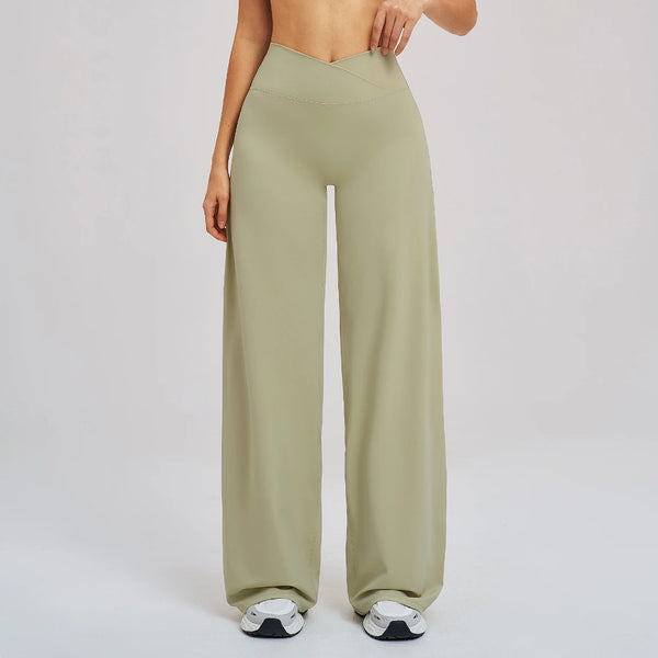 SPARK Women's Crossover Waist Wide Leg Yoga Pants ZC5544