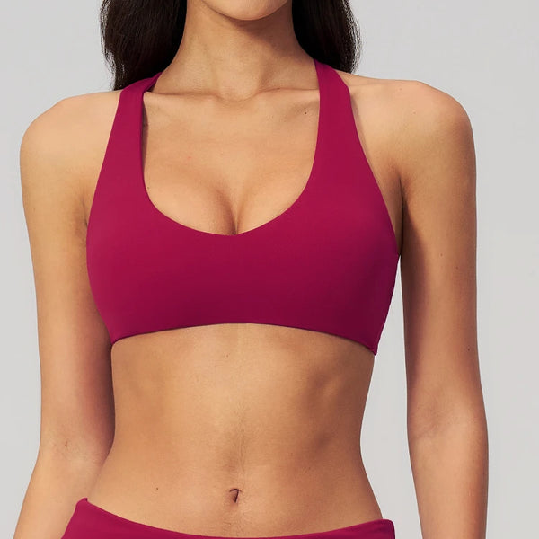 SPARK Women's Wide Halter Straps Cross Back Yoga Workout Bra ZC5558