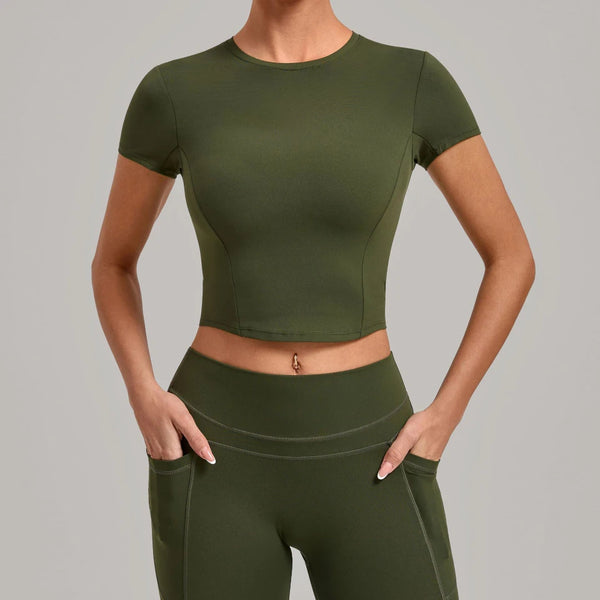 SPARK Women's Summer Fitted Short-Sleeve Yoga T-Shirt QS1369