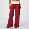 SPARK Women’s Color Block Fold-Over Waist Wide Leg Yoga Pants ZC9666