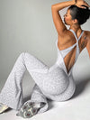 SPARK Leopard Print Criss-cross Back Seamless Yoga Jumpsuit ZJ315