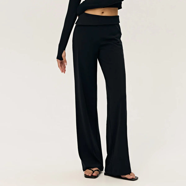 SPARK Women's Irregular Button Waist Wide Leg Pants DS126128