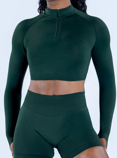 SPARK Half-Zip Yoga Fitness Long Sleeve Cropped Top OD7868