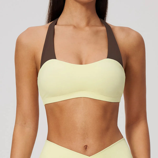 Spark Women's Color-Block Halter-Neck Yoga Sports Bra ZC2588