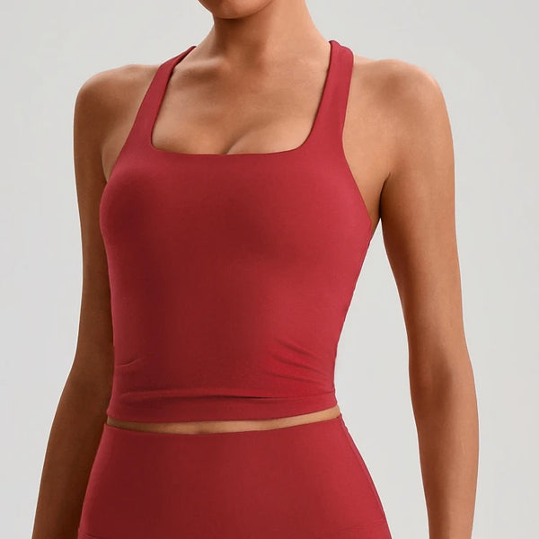 SPARK Women’s Square Neck Racerback Yoga Fitness Tank Top LQ2208