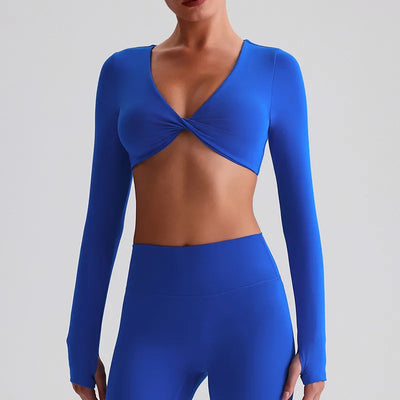SPARK Twist Deep V Workout Cropped Top LQ8019