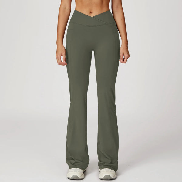 SPARK Cross High Waist Flared Pants for Women ZC2030