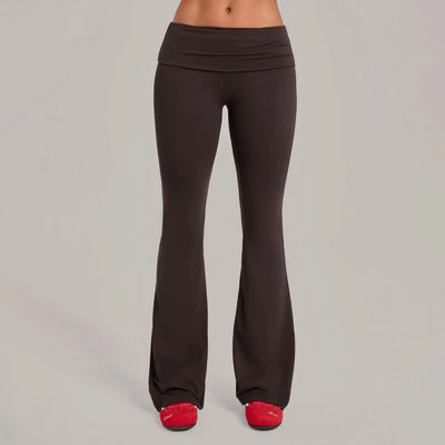 SPARK Women’s Fold-Over Waist Butt-Lifting Yoga Flare Pants TF2257