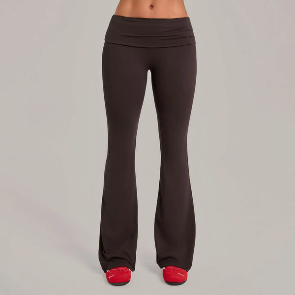 SPARK Women’s Fold-Over Waist Butt-Lifting Yoga Flare Pants TF2257