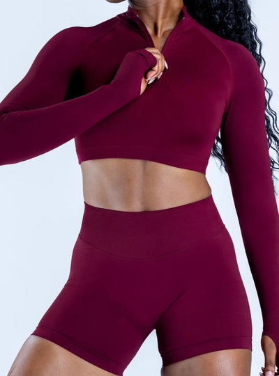 SPARK Half-Zip Yoga Fitness Long Sleeve Cropped Top OD7868