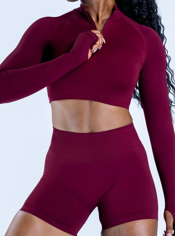 SPARK Half-Zip Yoga Fitness Long Sleeve Cropped Top OD7868