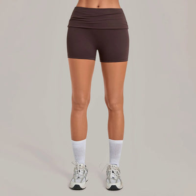 SPARK Women’s Fold-Over Waist Invisible Scrunch Yoga Shorts TF8402