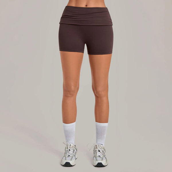 SPARK Women’s Fold-Over Waist Invisible Scrunch Yoga Shorts TF8402