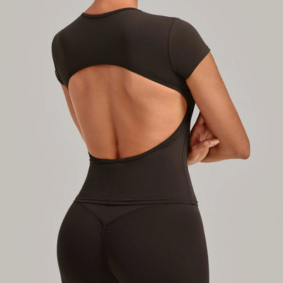 SPARK Women's Hollow Back Quick Dry Yoga Short-Sleeve TF3098
