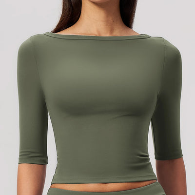 SPARK Women's Fitted Boat Neck Workout Shirt ZC8793