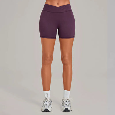 SPARK Women's Cross Waist Tummy Control Yoga Shorts TF9721