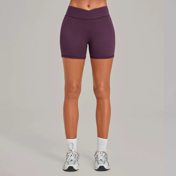 SPARK Women's Cross Waist Tummy Control Yoga Shorts TF9721