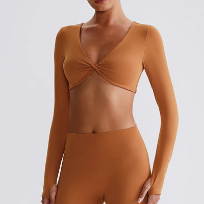 SPARK Twist Deep V Workout Cropped Top LQ8019