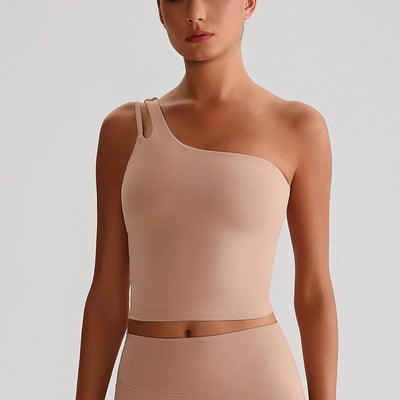 SPARK One-Shoulder Yoga Crop Tank Top LQ8029