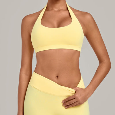 SPARK Women's Bare-feel Halter Neck Open Back Yoga Workout Bra QS5423