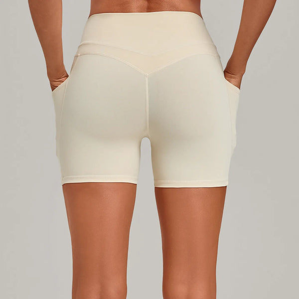 SPARK Women's Tummy Control High-Waisted Yoga Shorts with Pockets TF2116