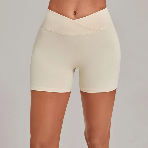 SPARK Women's Cross Waist Tummy Control Yoga Shorts TF9721