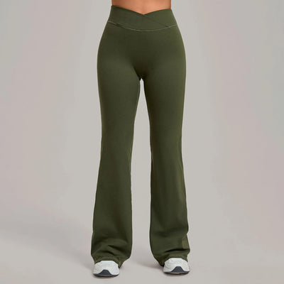 SPARK Women's High Waist Crossover Flare Yoga Pants QS9089