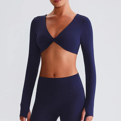 SPARK Twist Deep V Workout Cropped Top LQ8019