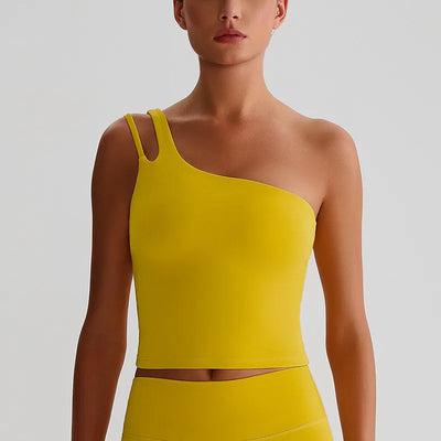 SPARK One-Shoulder Yoga Crop Tank Top LQ8029