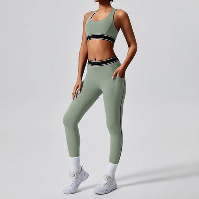 SPARK Contrast Color Two Piece Fitness Set JK235