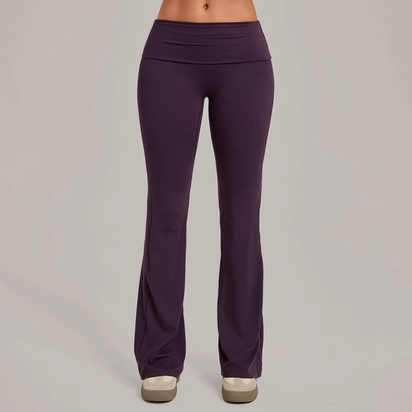 SPARK Women’s Fold-Over Waist Butt-Lifting Yoga Flare Pants TF2257