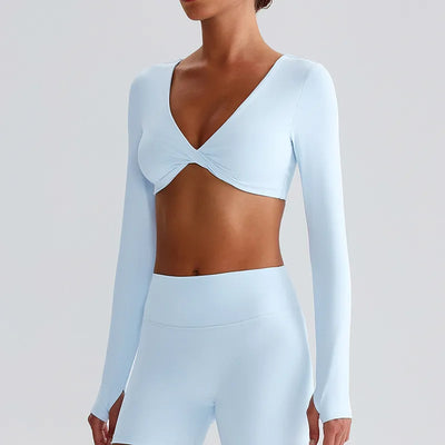 SPARK Twist Deep V Workout Cropped Top LQ8019