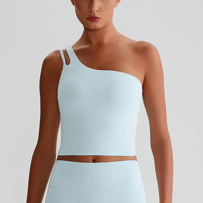 SPARK One-Shoulder Yoga Crop Tank Top LQ8029