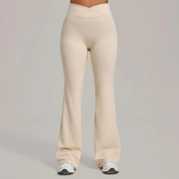 SPARK Women's High Waist Crossover Flare Yoga Pants QS9089
