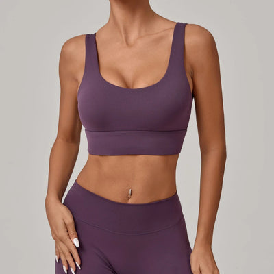 SPARK Women's Wide Hem High Support Open Back Yoga Bra QS25010