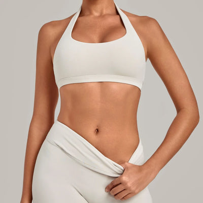 SPARK Women's Bare-feel Halter Neck Open Back Yoga Workout Bra QS5423