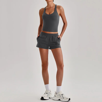 SPARK Women's Racerback Tank Top&Quick Dry Shorts 2 Piece Yoga Set LQ4123