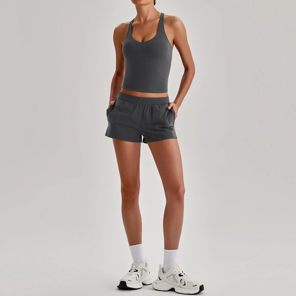 SPARK Women's Racerback Tank Top&Quick Dry Shorts 2 Piece Yoga Set LQ4123