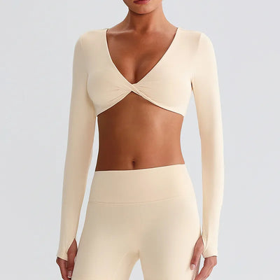 SPARK Twist Deep V Workout Cropped Top LQ8019