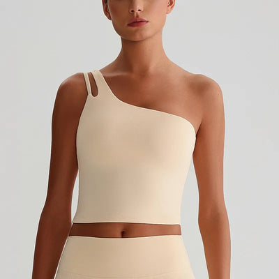 SPARK One-Shoulder Yoga Crop Tank Top LQ8029
