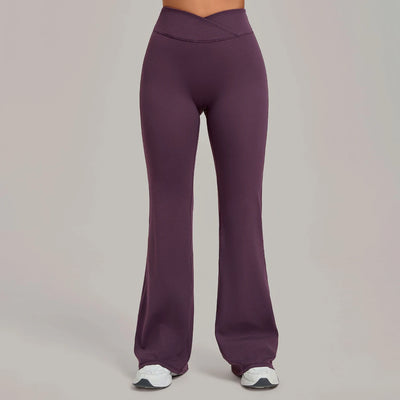 SPARK Women's High Waist Crossover Flare Yoga Pants QS9089