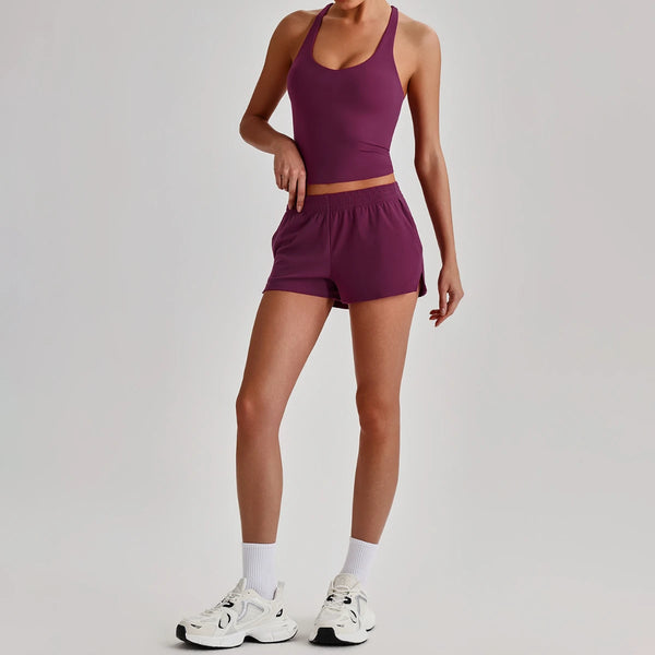 SPARK Women's Racerback Tank Top&Quick Dry Shorts 2 Piece Yoga Set LQ4123