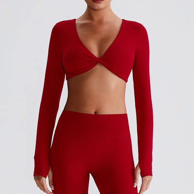 SPARK Twist Deep V Workout Cropped Top LQ8019