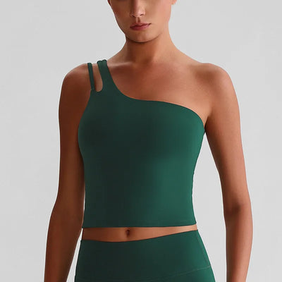 SPARK One-Shoulder Yoga Crop Tank Top LQ8029