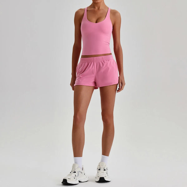 SPARK Women's Racerback Tank Top&Quick Dry Shorts 2 Piece Yoga Set LQ4123