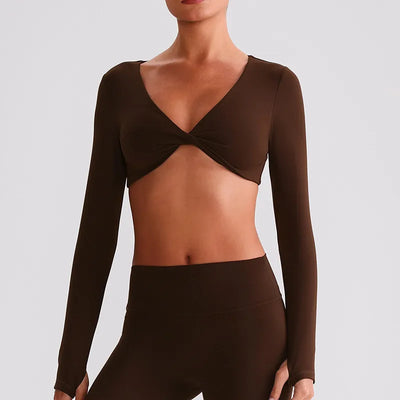 SPARK Twist Deep V Workout Cropped Top LQ8019
