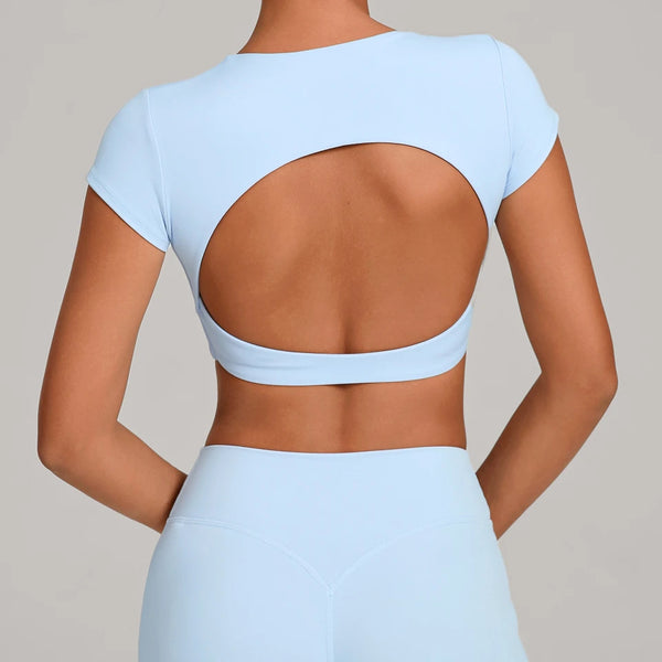 SPARK Women's Hollow Back Crop Yoga Short-Sleeve QS2590