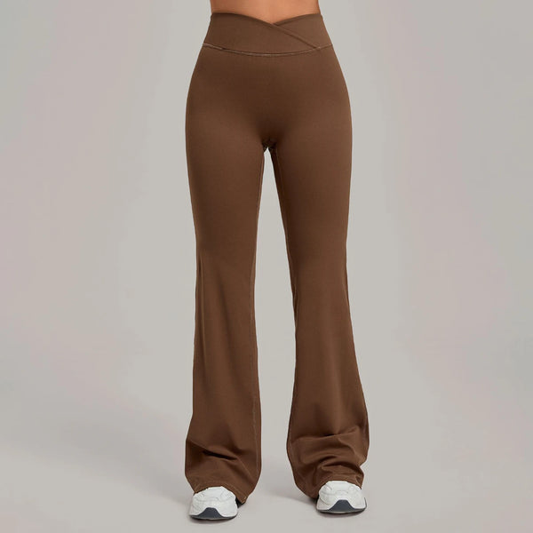 SPARK Women's High Waist Crossover Flare Yoga Pants QS9089