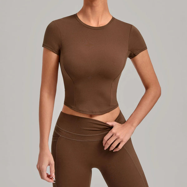 SPARK Women's Summer Fitted Short-Sleeve Yoga T-Shirt QS1369